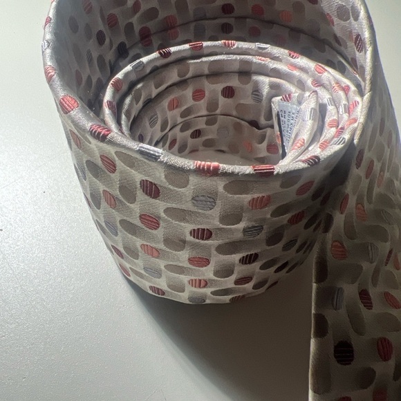Geoffrey Beene Gray and Red Classic Tie with Polka Dots pastels - Picture 3 of 8